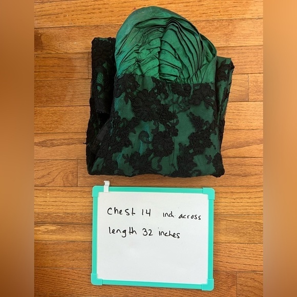 Vintage Sam Carlin Lace Overlay Strapless Dress Green Black Size 10 - Picture 14 of 14